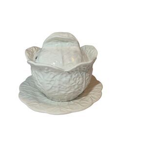 Neuwirth Portugal White Cabbage Leaf Soup Tureen Bowl Lid Plate Spring Easter